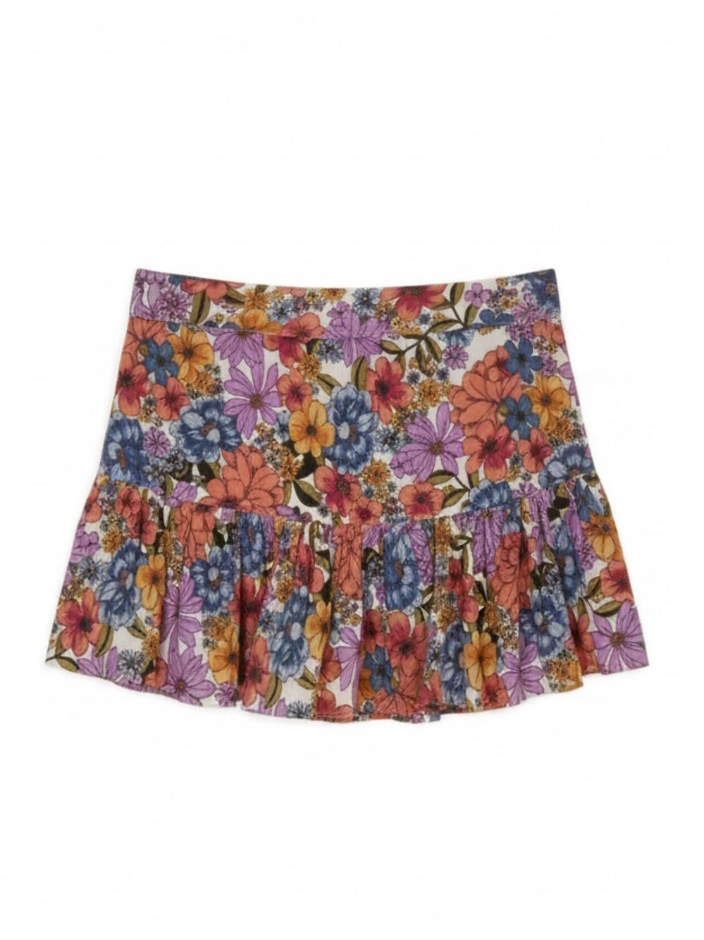 Floral Ruffle Mini Skirt